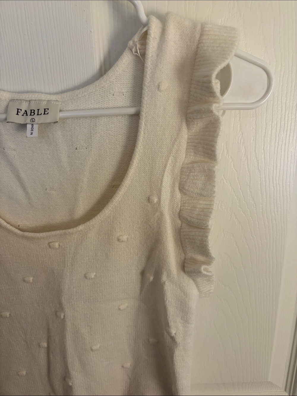 Fable Cream Textured Ruffle-Shoulder Knit Tank - Picture 3 of 4